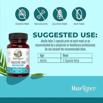 MaryRuth Organics Digestive Enzymes Capsules | Up to 2 Month Supply | Enzyme Supplement for Gut Health Support | Digestion & Immune Support with Amylase | Lipase & Lactase | Vegan | 60 Count