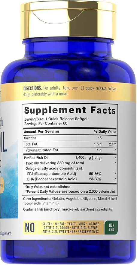 Carlyle Triple Strength Fish Oil 1400mg | 60 Softgels 3 Supplement