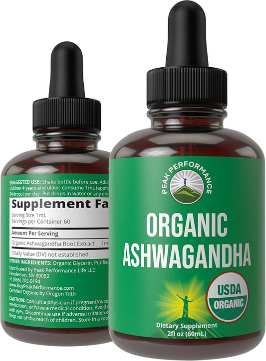 Ashwagandha Liquid Drops. USDA Organic Vegan