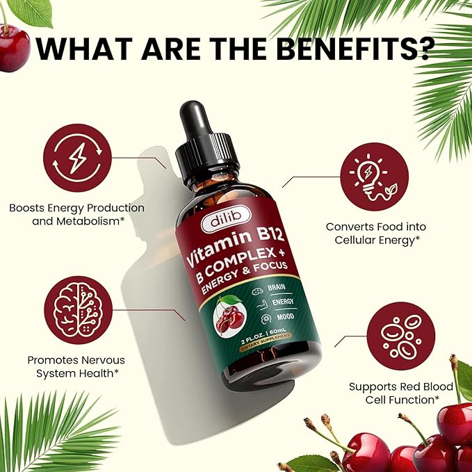 Vitamin B12 Complex 5000 mcg B12 Liquid B3, B5, B5, B6, B6, & B8 for 2 fl.