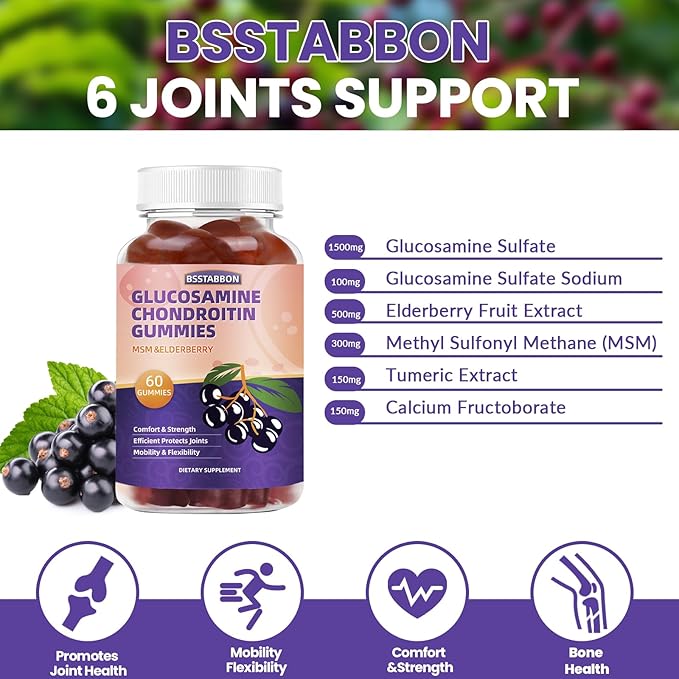 Glucosamine Chondroitin Gummies with MSM Elderberry 60Gummies…