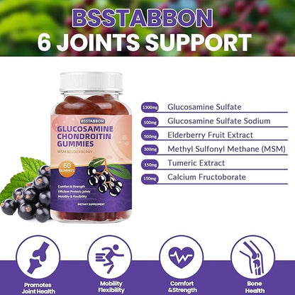 Glucosamine Chondroitin Gummies with MSM Elderberry 60Gummies…