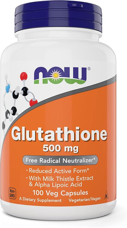 NOW Glutathione 500 mg, 100 Vegan Capsules