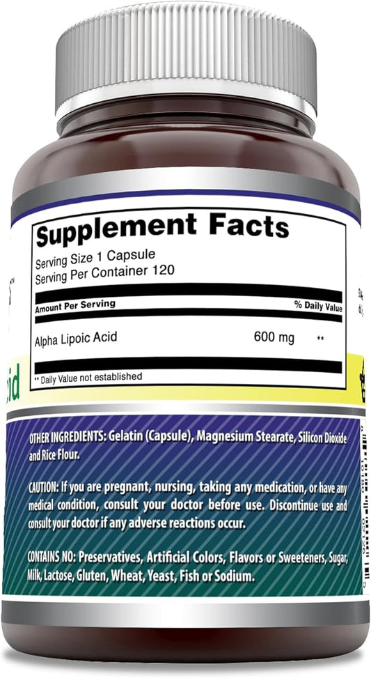 Amazing Formulas Alpha Lipoic Acid Supplement 600 Mg 120 Capsules