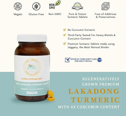 Turmeric Tablet Supplement, High Curcumin Lakadong (120 Tablets)