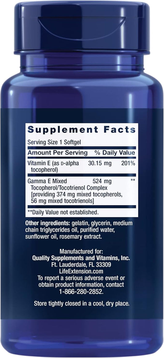 Life Extension Gamma E Mixed Tocopherols 60 Softgels