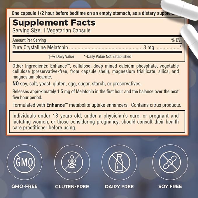 Mt. Angel Vitamins 3MG Time (60 Vegetarian