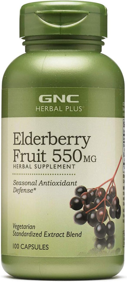 GNC Herbal Plus Elderberry Fruit 550mg, Capsules, 100 ea