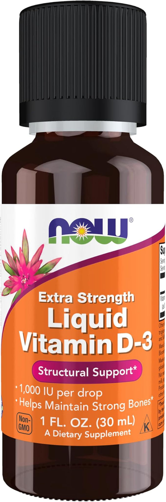 NOW Supplements, Liquid Vitamin D-3, Extra 1-Ounce