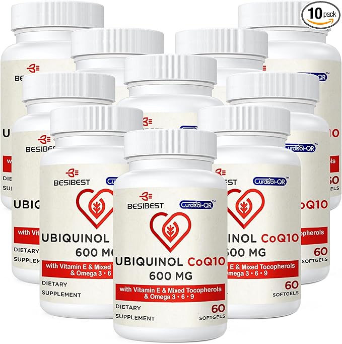 Ubiquinol CoQ10-600mg-Softgel, Active Coq10 Ubiquinol Supplement 3, 6, 6, 9, 9, High Absorption-Coenzyme-Q10, Powerful 600 Count