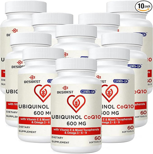 Ubiquinol CoQ10-600mg-Softgel, Active Coq10 Ubiquinol Supplement 3, 6, 6, 9, 9, High Absorption-Coenzyme-Q10, Powerful 600 Count