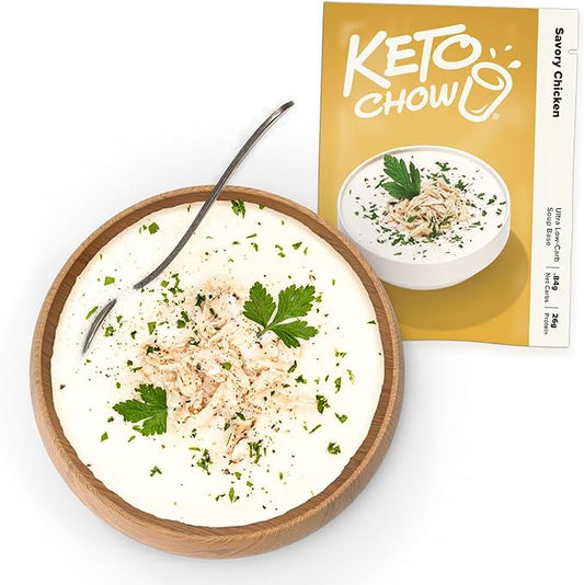 Keto Chow Savory Chicken | Keto Meal Replacement Shake Powder | Nutritionally Complete | Low Carb | Delicious Easy Meal Substitute | Protein Rich You Choose The Fat | Single Meal Sample
