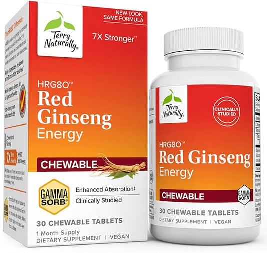Terry Naturally HRG80 Red Ginseng Energy 30 Chewable HRG80 - 30 Servings