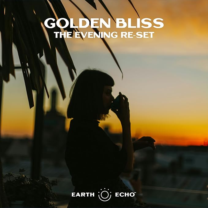 Earth Echo Golden Bliss, Organic Turmeric Superfood Elixir Blend with Ashwagandha Root, MCT Oil and 4 Mushroom Blend for Restful Sleep, Immune Support and Reduces Craving, Dairy-Free, 30 Servings