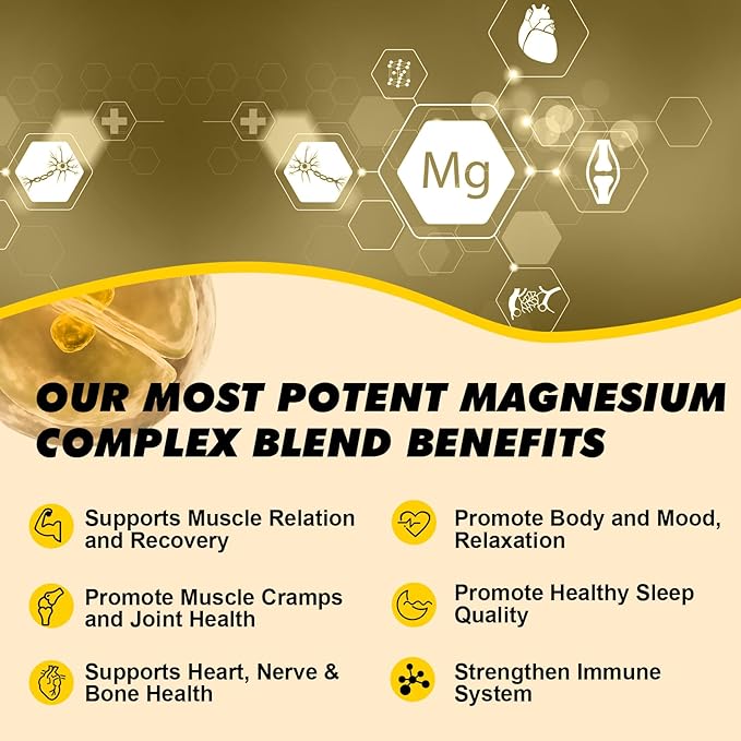 Magnesium Glycinate 500mg Complex, Magnesium Liquid D3, Zinc
