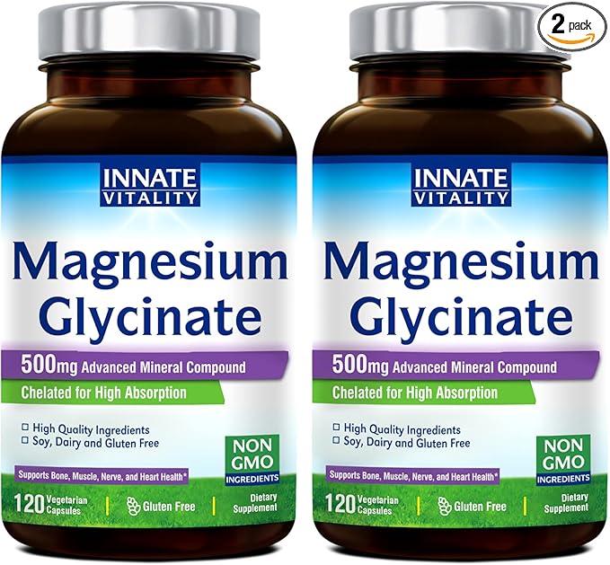 Innate Vitality Magnesium Glycinate 500mg 70mg Elemental 240 Vegan
