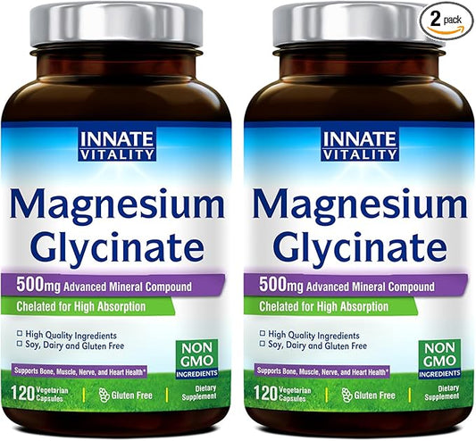 Innate Vitality Magnesium Glycinate 500mg 70mg Elemental 240 Vegan