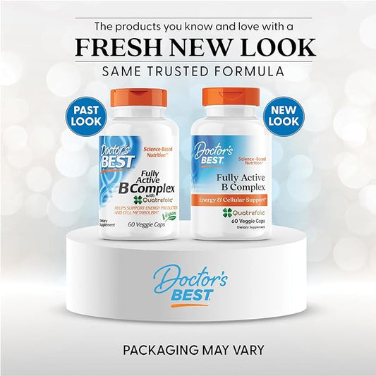 Doctor's Best Fully Active B Complex, Energy & Cellular Support, Non-GMO, Gluten Free, Soy Free, Vegan 60 Veggie Caps