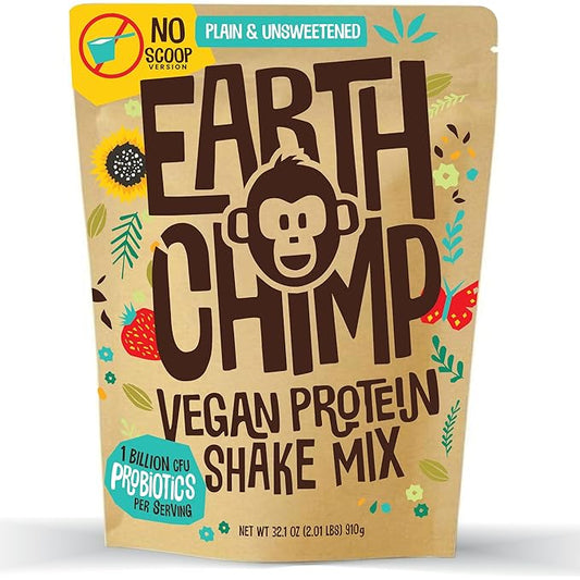 EarthChimp Organic Vegan Protein Powder 52 Servings 64 Oz