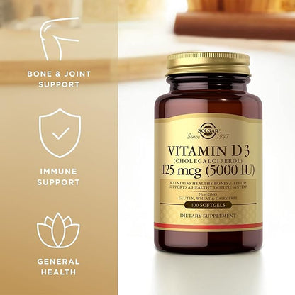 SOLGAR Vitamin D3 (Cholecalciferol) 10 MCG (400 IU) 100 Softgels, 2 - 200 Total