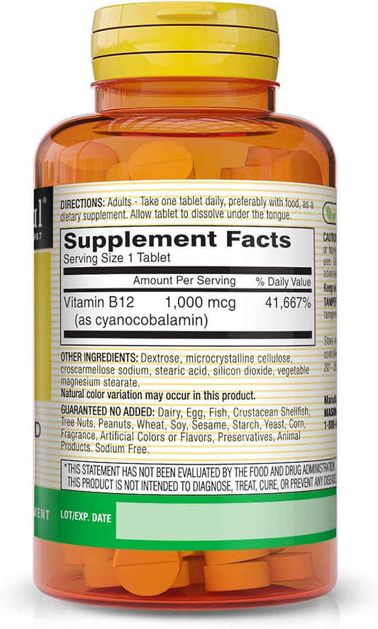 MASON NATURAL Vitamin B12 1000 mcg 100 Tablets