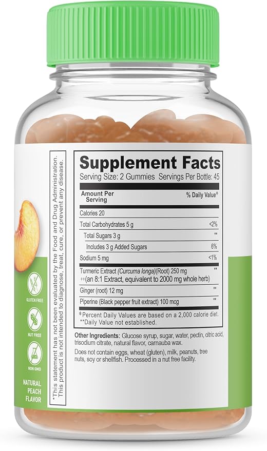 Lifeable Turmeric Curcumin with Ginger & 2000mg – 90 Gummies