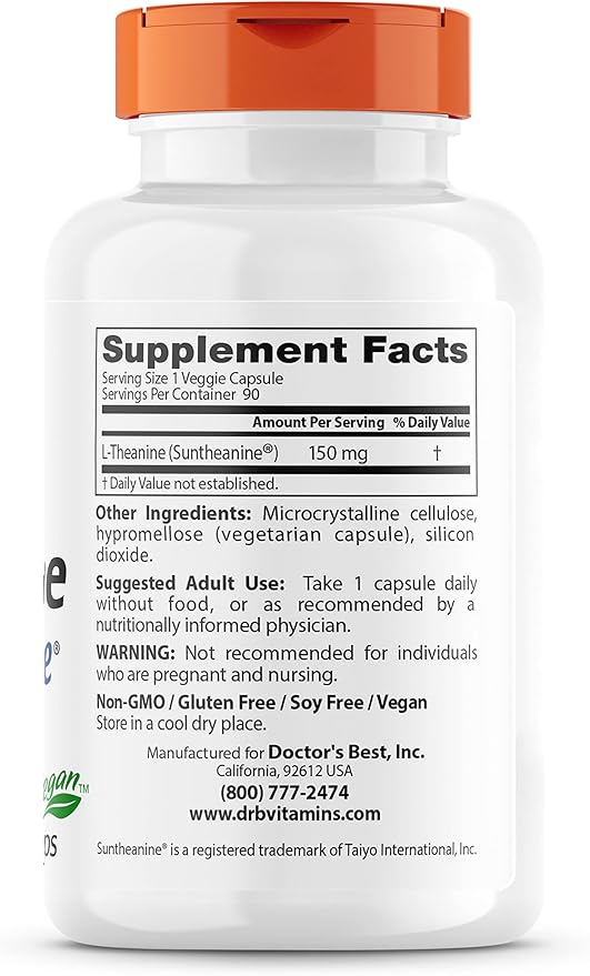 Doctor's Best L-Theanine Contains Suntheanine, Helps 150 mg (DRB-00197), 90 90 Count