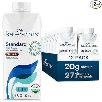 KATE FARMS Organic 1.4 High Calorie 20g Protein, 27 Vitamins 11 oz (12 Pack)