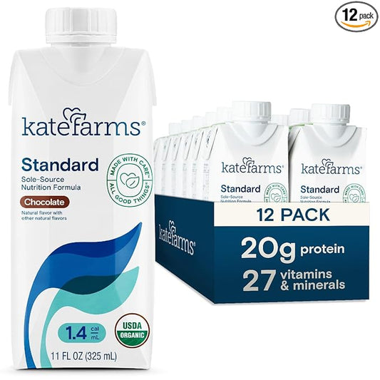 KATE FARMS Organic 1.4 High Calorie 20g Protein, 27 Vitamins 11 oz (12 Pack)