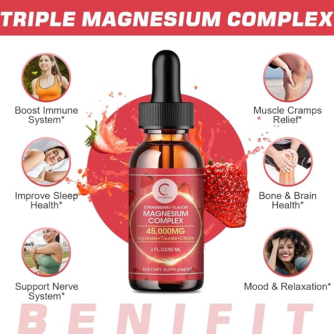 Triple Magnesium Complex Liquid Drops 1,500mg Magnesium B6 for 2 Fl