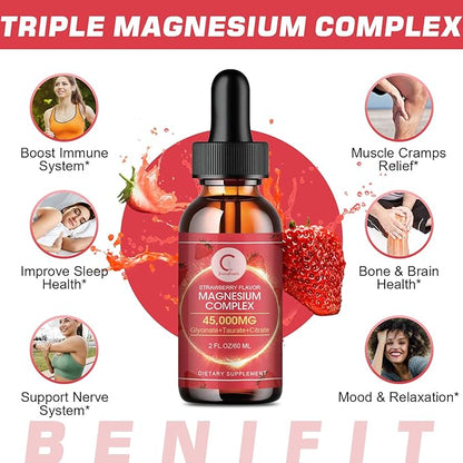 Triple Magnesium Complex Liquid Drops 1,500mg Magnesium B6 for 2 Fl