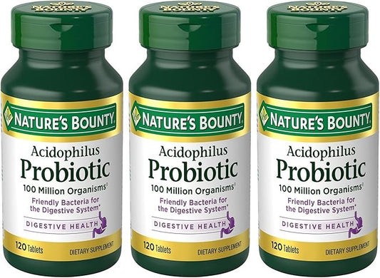 Nature's Bounty Probiotic Acidophilus, 360 Tablets (3 X 120 Count 360 Count