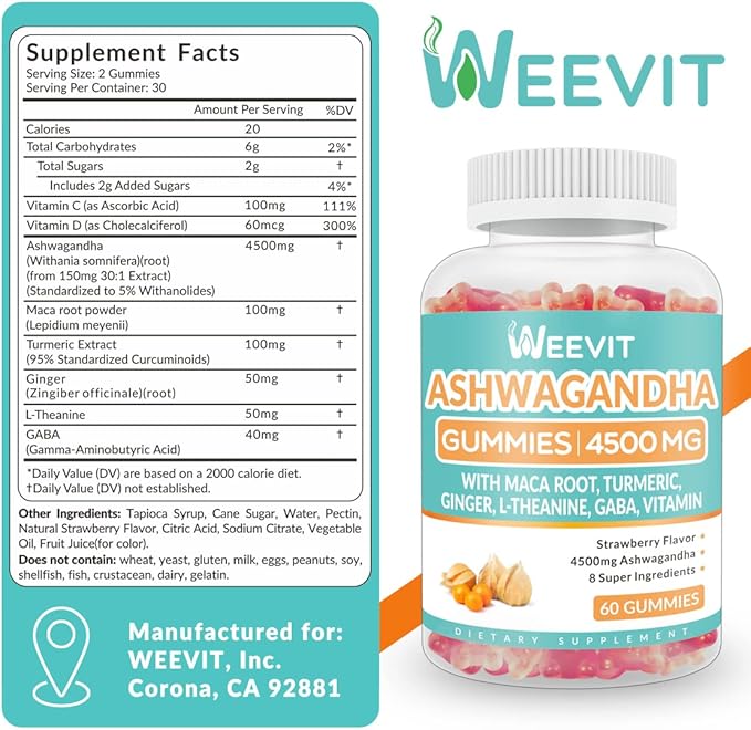 Ashwagandha Gummies 4500mg for Women &