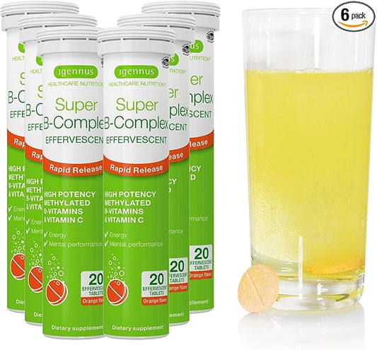 Super B-Complex Liquid B-Vitamin Effervescent Drink, 120 Effervescent