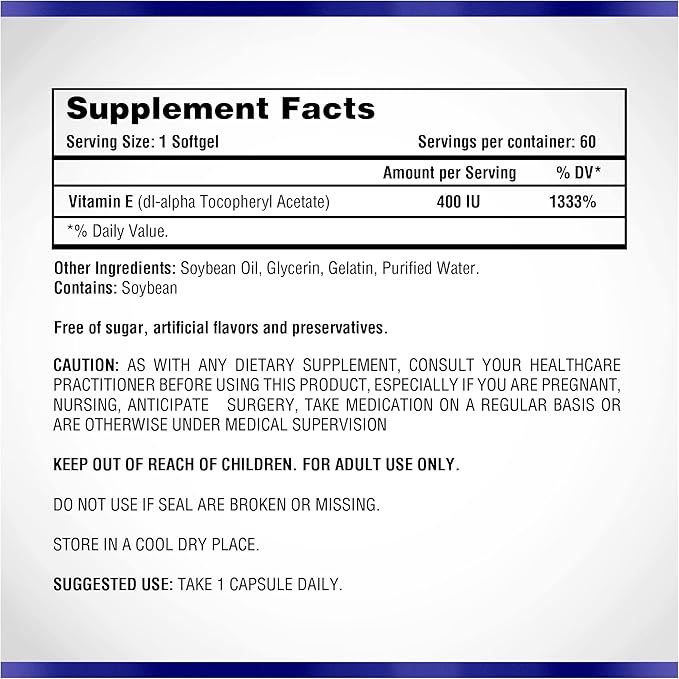 Vitamin E 60 Softgels 400 IU