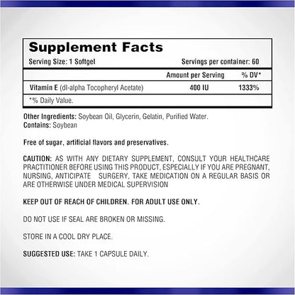 Vitamin E 60 Softgels 400 IU