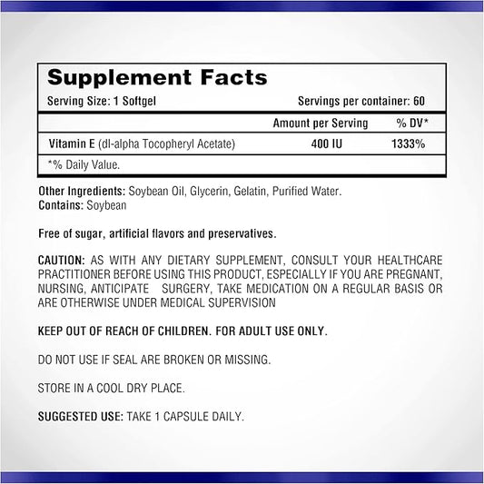 Vitamin E 60 Softgels 400 IU
