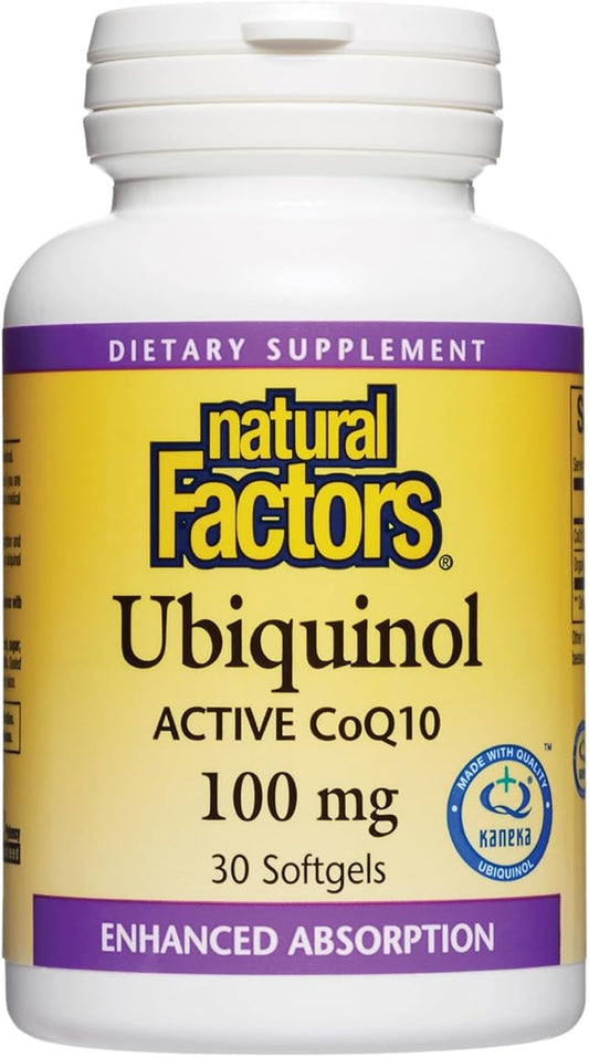 Natural Factors, Ubiquinol Active CoQ10 100 Q10 Supplement 100mg, 30 30 Count 1)