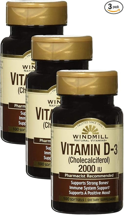 Windmill VIT D 2000 IU SOFTGELS 100 (Pack 3)