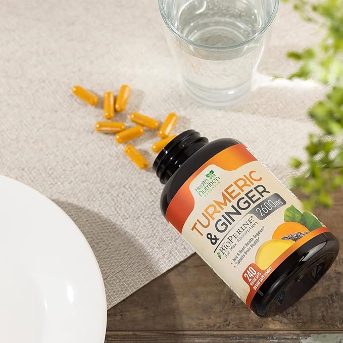 Turmeric Curcumin with BioPerine & Ginger 95% Curcuminoids 2600mg - 240 Capsules