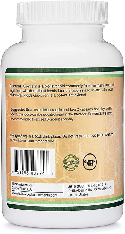 Quercetin with Bromelain - 120 Count (1,200mg Servings) Immune Health Capsules - Supports Healthy Immune Functions in Men and Women (Vegan Safe, Third Party Tested, Gluten Free) by Double Wood