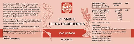 Kala Health Vitamin E 1000 IU 450mg Vitamin 4 Tocopherols