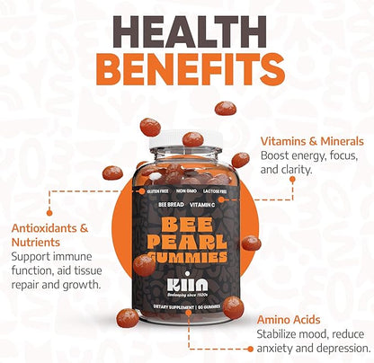 Bee Bread Gummies - Fermented Bee Pollen & Honey, 100% Natural Multivitamin, Superfood for Energy, Metabolism, Sleep, Recovery, Immunity | Rich in Vitamin C, B, Amino Acids, Antioxidants, Minerals