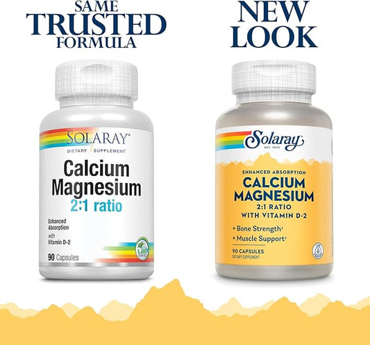 Solaray Calcium & Magnesium w/ D2 2:1, Capsule 90ct