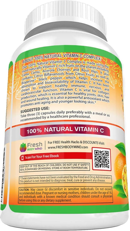 Natural Vitamin C 100% from 500mg - 120 Capsules