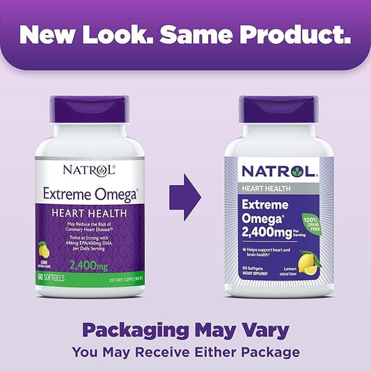 Natrol, Omega-3 Extreme Softgels, Heart Health 60 Count