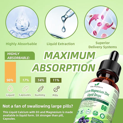 Calcium Magnesium Zinc, Liquid Calcium Magnesium D3 K2, K2, B6, B6, Omega-3, Omega-3, High 2 Fl/Oz