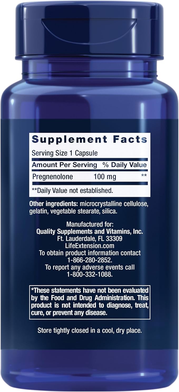 Life Extension Pregnenolone Hormone Balance 100mg, 50mg - 90 Vegetarian