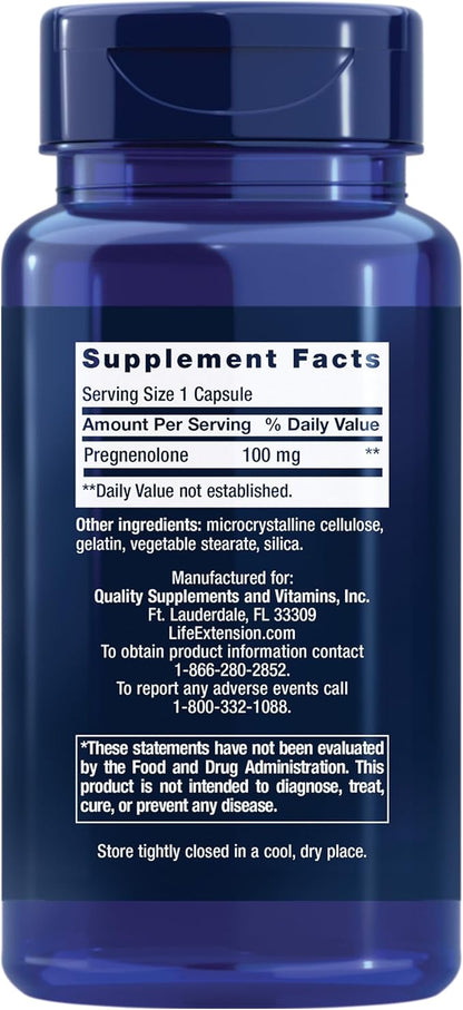 Life Extension Pregnenolone Hormone Balance 100mg, 50mg - 90 Vegetarian