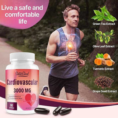 Cardiovascular Supplement 3000MG Multi-Vitamins, Probiotics, Omega-3 & CoQ10 Synergistic Blend for Adults (2 Bottle)